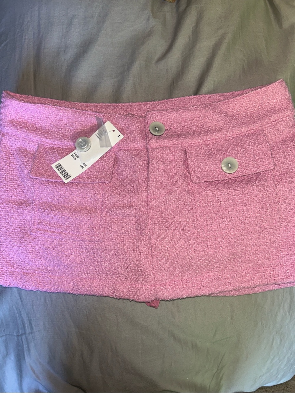 Pink Tweed Mini Skirt Skort with Pockets - Picture 2 of 2